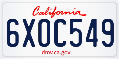 CA license plate 6XOC549