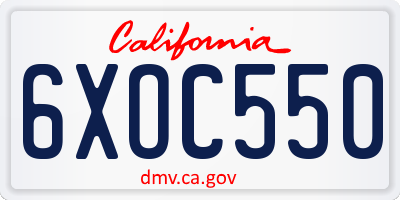 CA license plate 6XOC550