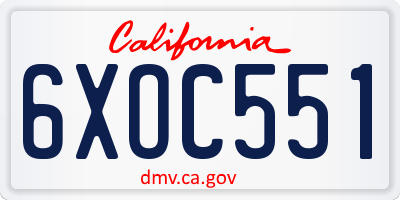 CA license plate 6XOC551