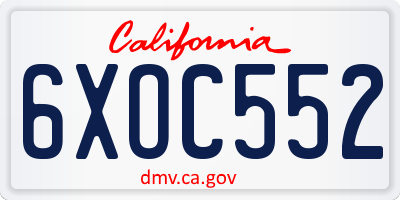 CA license plate 6XOC552