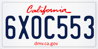 CA license plate 6XOC553