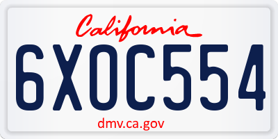 CA license plate 6XOC554