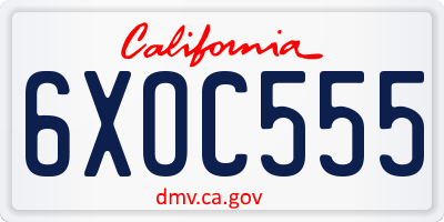 CA license plate 6XOC555