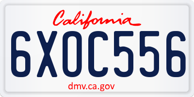 CA license plate 6XOC556