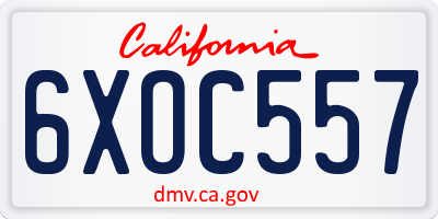CA license plate 6XOC557