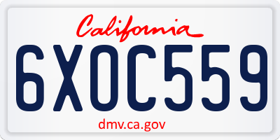 CA license plate 6XOC559