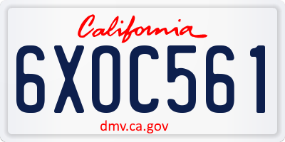 CA license plate 6XOC561