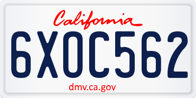 CA license plate 6XOC562