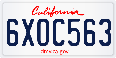 CA license plate 6XOC563