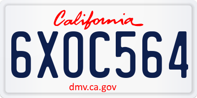 CA license plate 6XOC564
