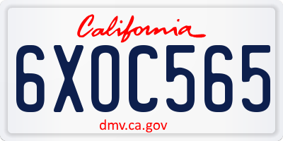CA license plate 6XOC565
