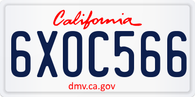 CA license plate 6XOC566