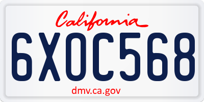 CA license plate 6XOC568