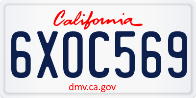 CA license plate 6XOC569