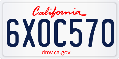 CA license plate 6XOC570