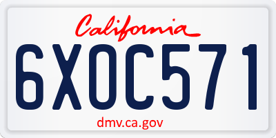 CA license plate 6XOC571