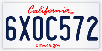 CA license plate 6XOC572