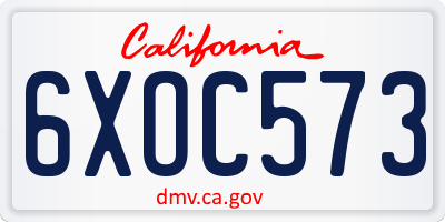 CA license plate 6XOC573