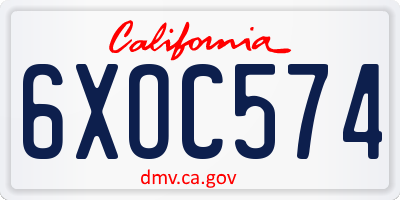 CA license plate 6XOC574