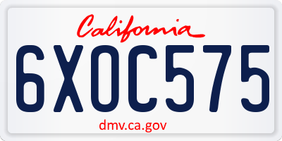 CA license plate 6XOC575