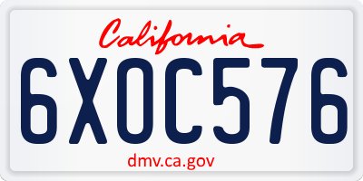 CA license plate 6XOC576