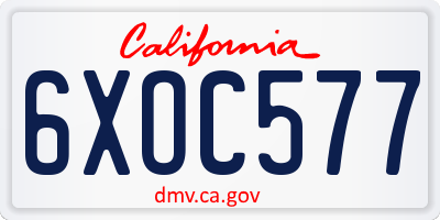CA license plate 6XOC577