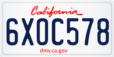 CA license plate 6XOC578