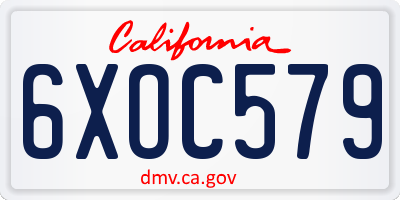 CA license plate 6XOC579