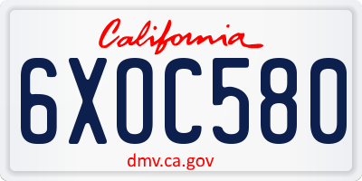 CA license plate 6XOC580
