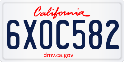 CA license plate 6XOC582