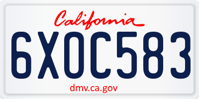 CA license plate 6XOC583