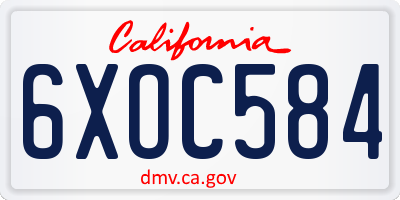 CA license plate 6XOC584