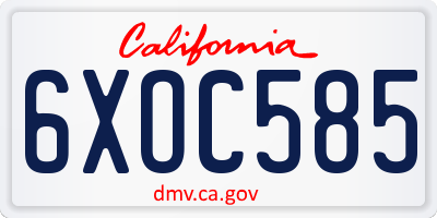 CA license plate 6XOC585