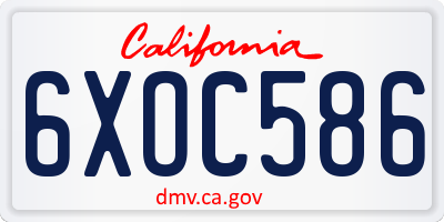 CA license plate 6XOC586