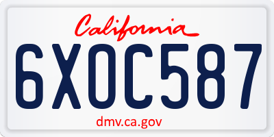 CA license plate 6XOC587