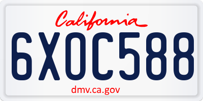 CA license plate 6XOC588