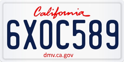 CA license plate 6XOC589