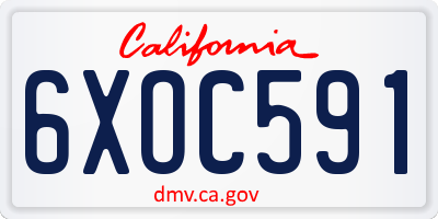 CA license plate 6XOC591