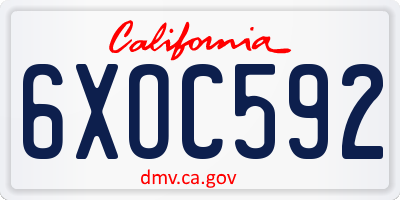 CA license plate 6XOC592