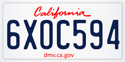 CA license plate 6XOC594