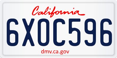 CA license plate 6XOC596