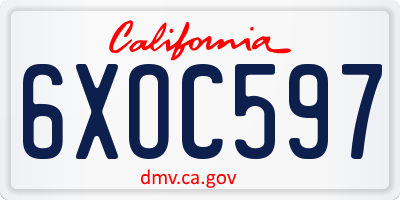 CA license plate 6XOC597