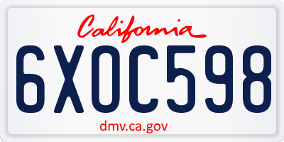 CA license plate 6XOC598