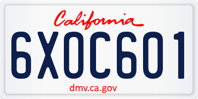CA license plate 6XOC601