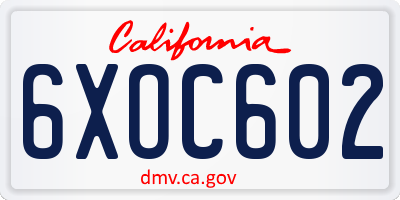 CA license plate 6XOC602