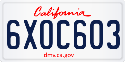 CA license plate 6XOC603