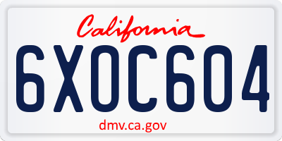 CA license plate 6XOC604