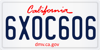 CA license plate 6XOC606
