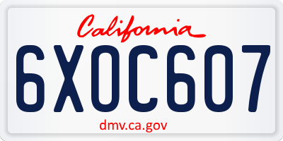 CA license plate 6XOC607