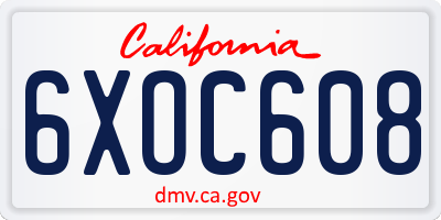 CA license plate 6XOC608